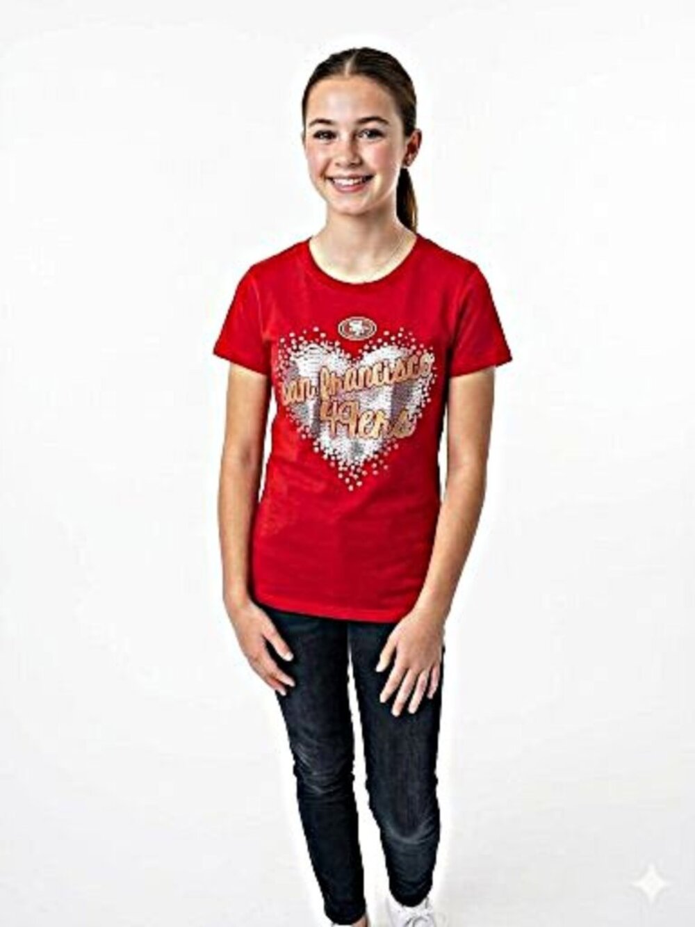 San Fransisco 49ers Girl's Girls Love Tee Shirt T Top Red Size 14 NWT